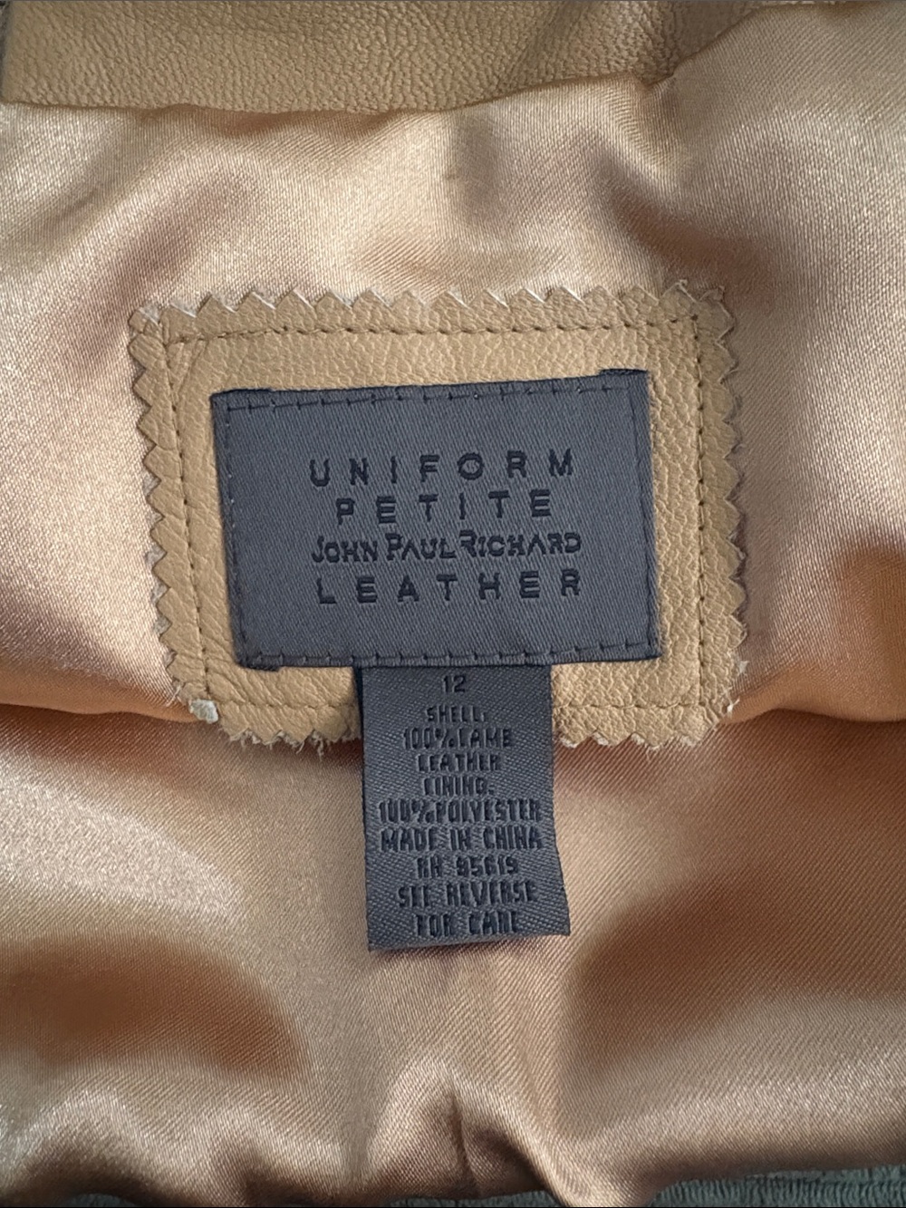 JohnPaulRichard Uniform Petite Leather Jacket in Beige